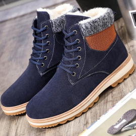 Men Plush Lining Leather Non Slip Warm Casual Ankle Boots for Boots