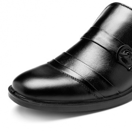 Men Pointed Toe Metal Buckle Slip On Business Formal Shoes for Formal Shoes