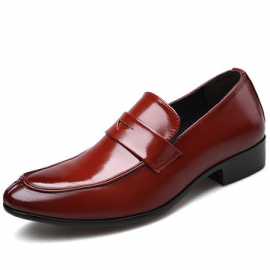 Men Pure Color Leather Non Slip Slip On Casual Formal Shoes for Formal Shoes