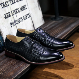 Men Cap Toe Leather Non Slip Brogue Business Casual Formal Shoes for Formal Shoes