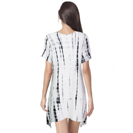 Casual Tie-dyed Irregular Short Sleeve V-neck Mini Dress For Women for Print Dresses