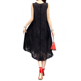 Loose Sleeveless O Neck Irregular Women A Line Dresses for Vintage Dresses