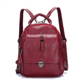 Women Soft Leather Multi-function Handbag Solid Leisure Large Capacity Backpack Casual Crossbody Bag for Bags