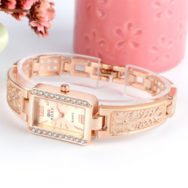 Rose Gold Case Rectangle Dial Design Ladies Bracelet Watch Fashion Style Quartz Watch for Watches