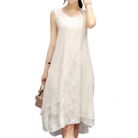 Loose Sleeveless O Neck Irregular Women A Line Dresses for Vintage Dresses