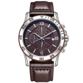 Business Men Wrist Watch Multi-function Chronograph Quartz Watches Leather Brand for Men Watches